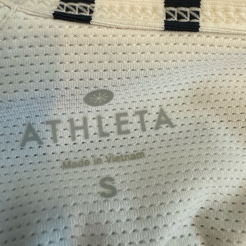 Athleta Navy Blue & White Hyper Stripe Energize Athletic Tank Top Small - Picture 5 of 9